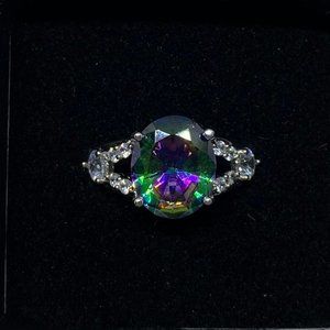 Mermaid Emerald White Ice Ring
